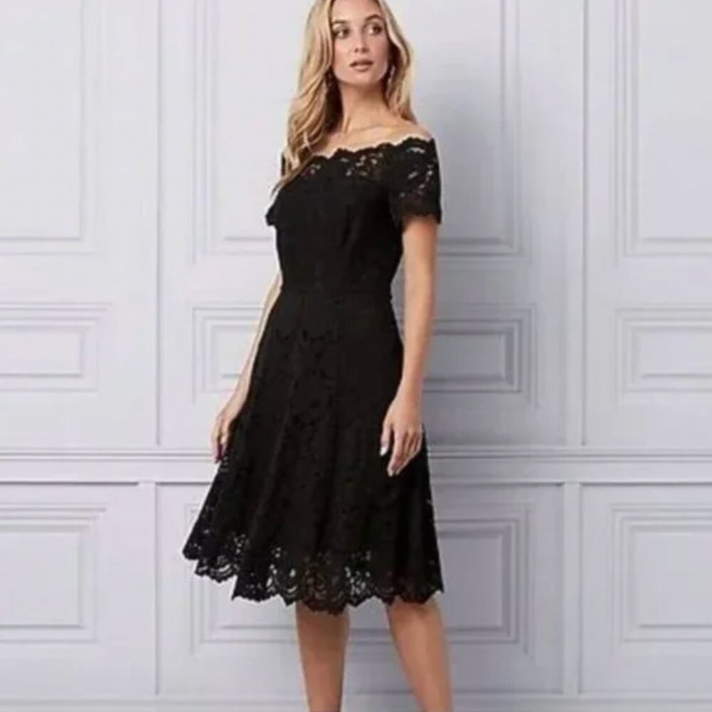 Le Château  Black Lace Off-The-Shoulder Dress